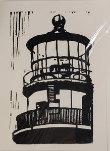 Block Printed Handmade 5x7" BLANK CARDS - Gay Head Lighthouse