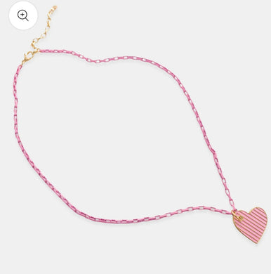 Heart Enamel Curb Chain Necklace