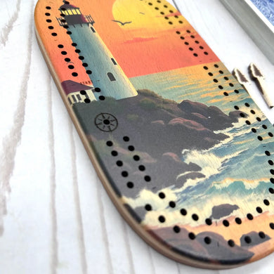 Colorful Lighthouse Mini Travel Cribbage Boards