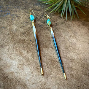 Porcupine Quill and Turquoise Earrings