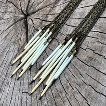 Porcupine Quill Fringe Earrings, Black/Brown & Ivory/White