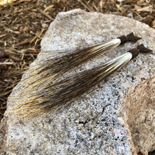 Porcupine Hair Earrings, Leather Chevron, Ombre Fringe