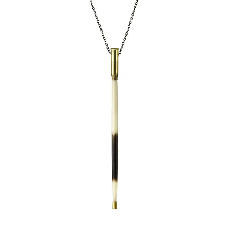 Porcupine Quill in Bullet Necklace, Black/Brown & Ivory