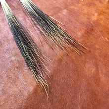 Porcupine Hair Earrings, Leather Chevron, Ombre Fringe