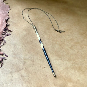 Porcupine Quill in Bullet Necklace, Black/Brown & Ivory
