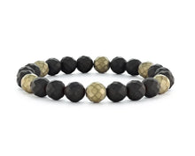 Black & Gold Hematite Beaded Stretch Bracelet