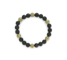 Black & Gold Hematite Beaded Stretch Bracelet