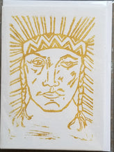 Block Printed Handmade 5x7" BLANK CARDS - Indian Chief