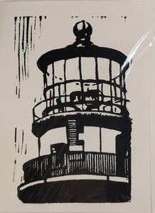 Block Printed 5x7" BLANK CARDS - Gay Head Lighthouse