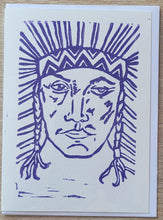 Block Printed 5x7" BLANK CARDS - Indian Chief