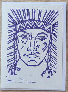 Block Printed 5x7" BLANK CARDS - Indian Chief