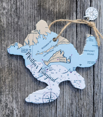 Martha's Vineyard Map Turtle Ornament