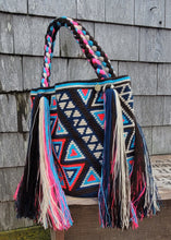 Colorful Crochet Double Handle Tote w/ Tassles Bag Summer
