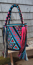 Colorful Crochet Double Handle Tote w/ Tassles Bag Summer