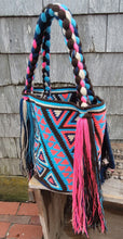 Colorful Crochet Double Handle Tote w/ Tassles Bag Summer