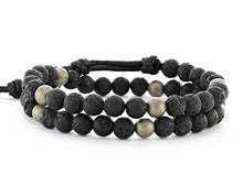 Black Lava Two-Wrap Bracelet
