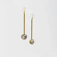 Aberrant Earrings - Long Brass with Gem