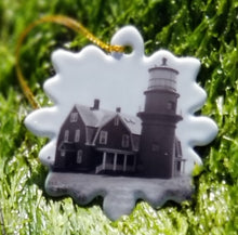Vintage photo of the Gay Head Cliffs and Lighthouse Snowflake Ceramic Ornament