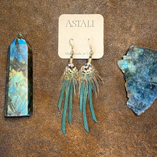 Feather Mini Earrings - Turquoise Leather & Pheasant Feather