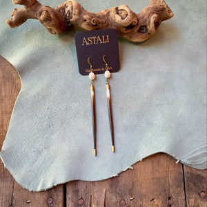 Porcupine Quill & Pearl Earrings, Freshwater Pearls & Quills