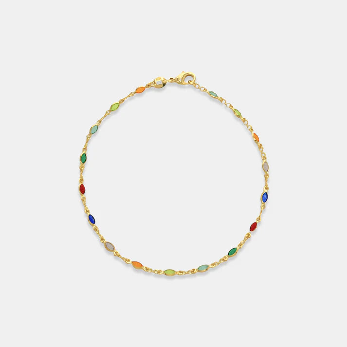 Anklet with Rainbow Cubic Zirconia