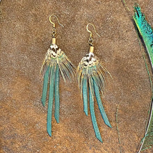 Feather Mini Earrings - Turquoise Leather & Pheasant Feather