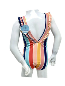 Girl's Ruffle Around Shoulder Upf 50+ Multi Stripe - Size3-4 / 5-6 / 7-8
