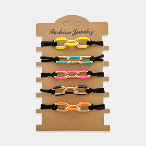 Hand-painted color enamel hair tie or bracelet in 5 different colors in gold plated.