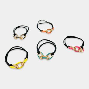 Hand-painted color enamel hair tie or bracelet in 5 different colors in gold plated.