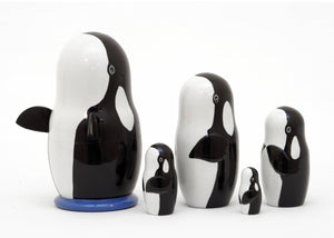 Orca Whale with Fins Nesting Doll 5pc./6"