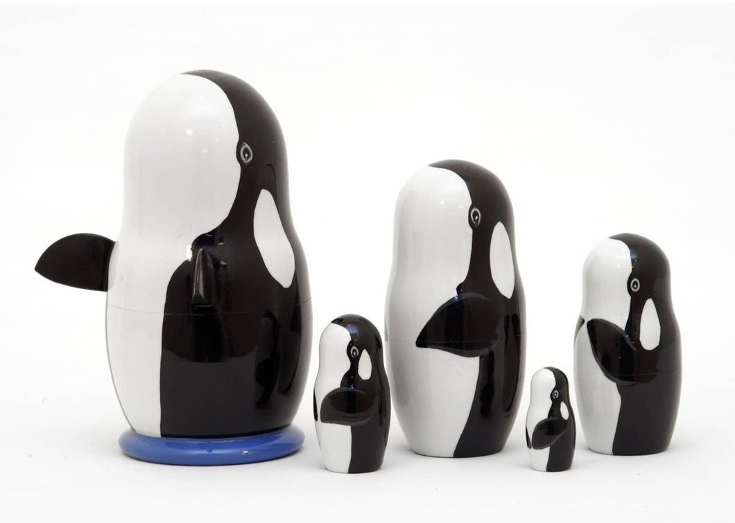 Orca Whale with Fins Nesting Doll 5pc./6