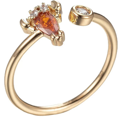Lobster Ring with CZ Adjustable