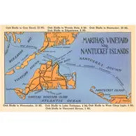Vintage Postcard Stickers - Vintage Map of Martha's Vineyard