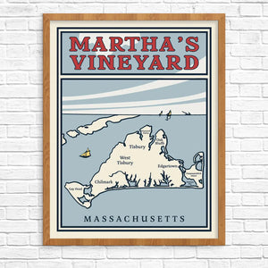 Martha's Vineyard Map on the Horizon - Print 11 x 14