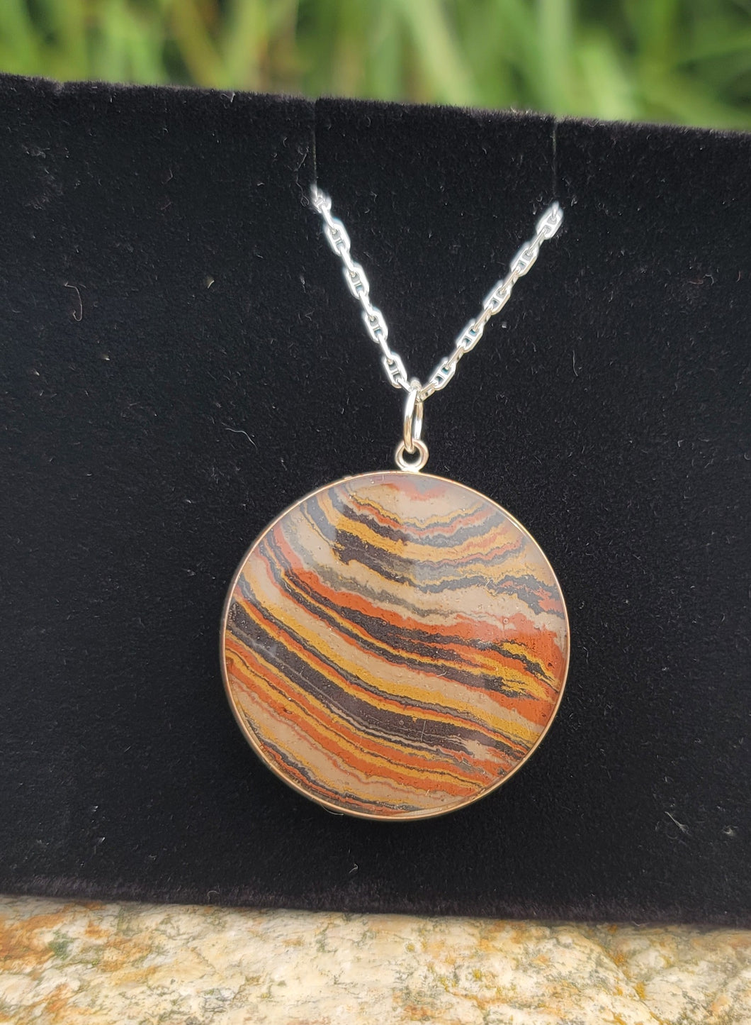 Gay Head Clay Jewelry Collection - Full Moon 30mm Pendant with Cable Chain and Lobster Clasp