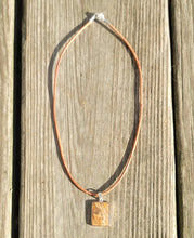 Gay Head Clay Jewelry Collection - SS Rectangle 15x20mm Pendant with Leather Necklace and Sterling Silver Clasp