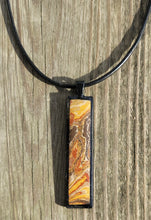 Gay Head Clay Jewelry Collection - Antique Bronze 10x50mm Long Rectangle Pendant with Leather Necklace and Lobster Clasp