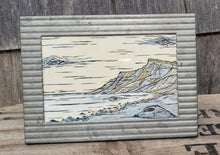 Painting of the Gay Head Cliffs on buckskin by Ryan Derby
