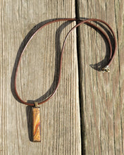 Gay Head Clay Jewelry Collection - Antique Bronze 10x50mm Long Rectangle Pendant with Leather Necklace and Lobster Clasp