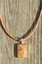 Gay Head Clay Jewelry Collection - SS Rectangle 15x20mm Pendant with Leather Necklace and Sterling Silver Clasp