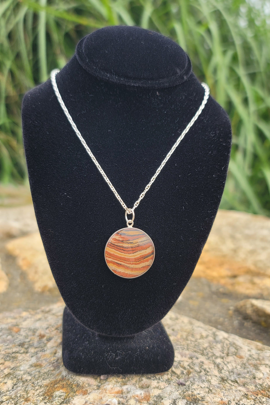 Gay Head Clay Jewelry Collection - New Moon 20mm Pendant with Cable Chain and Lobster Clasp