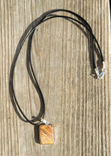 Gay Head Clay Jewelry Collection - SS Rectangle 15x20mm Pendant with Leather Necklace and Sterling Silver Clasp