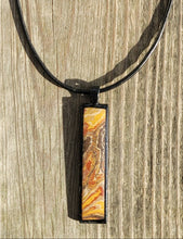 Gay Head Clay Jewelry Collection - Antique Bronze 10x50mm Long Rectangle Pendant with Leather Necklace and Lobster Clasp