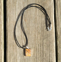Gay Head Clay Jewelry Collection - SS Rectangle 15x20mm Pendant with Leather Necklace and Sterling Silver Clasp