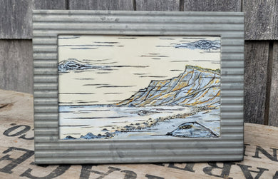 Painting of the Gay Head Cliffs on buckskin by Ryan Derby
