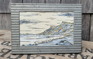 Painting of the Gay Head Cliffs on buckskin by Ryan Derby