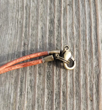 Gay Head Clay Jewelry Collection - Antique Bronze 10x50mm Long Rectangle Pendant with Leather Necklace and Lobster Clasp