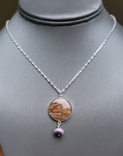 Gay Head Clay Jewelry Collection - New Moon 20mm Pendant with Cable Chain and Lobster Clasp with Hanging Wampum Bead