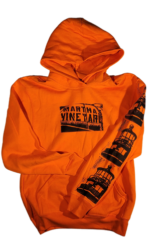 Adult Block Printed Hoodie Lighthouse Sleeve and Martha’s Vineyard