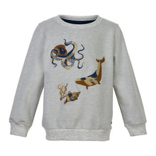 Youth Sweatshirt Long Sleeve with Beautiful Embroidered Sea Creatures 95% Cotton 5% Elastane-Knit